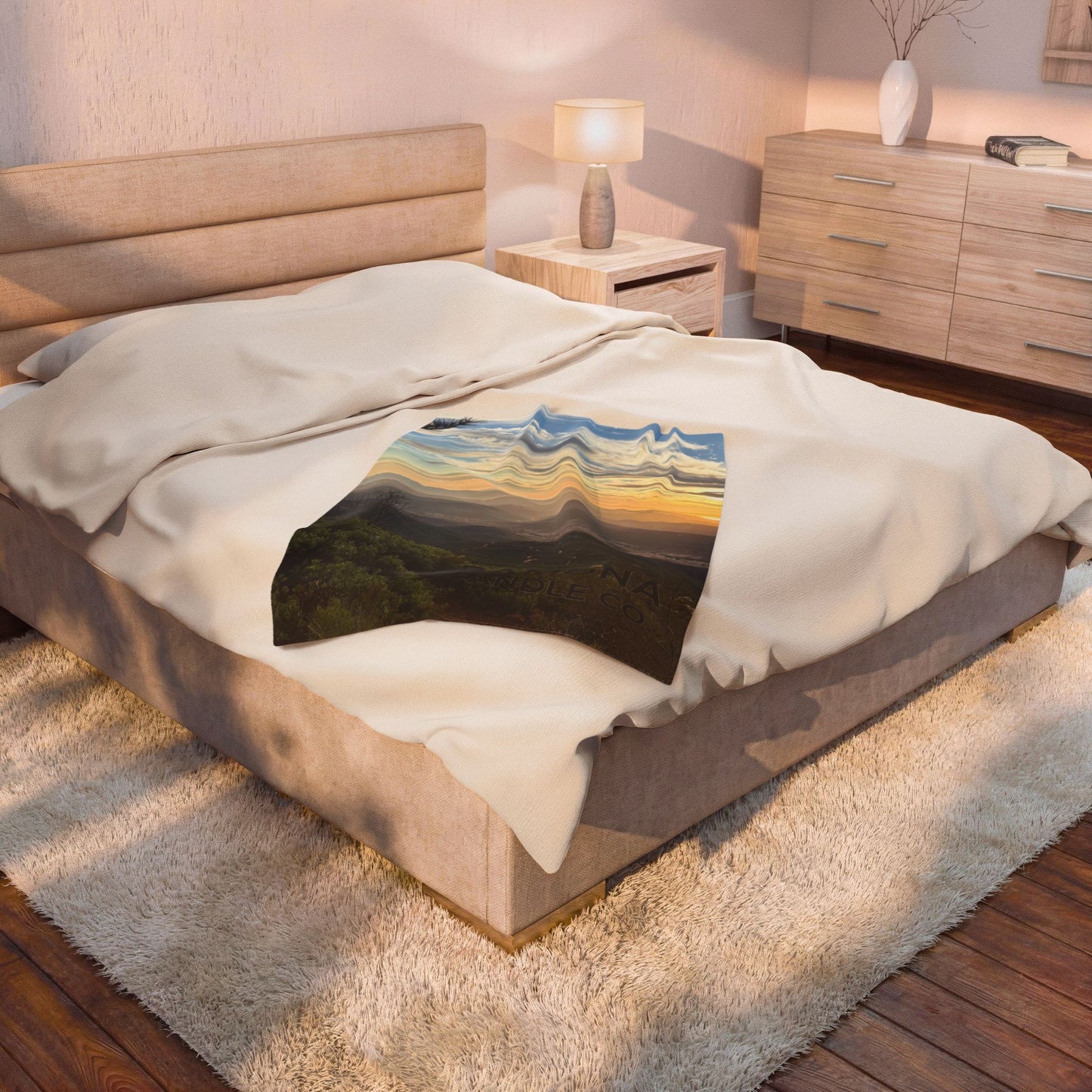 Sunset Over Ramona Velveteen Blanket — Ramona Candle Co.