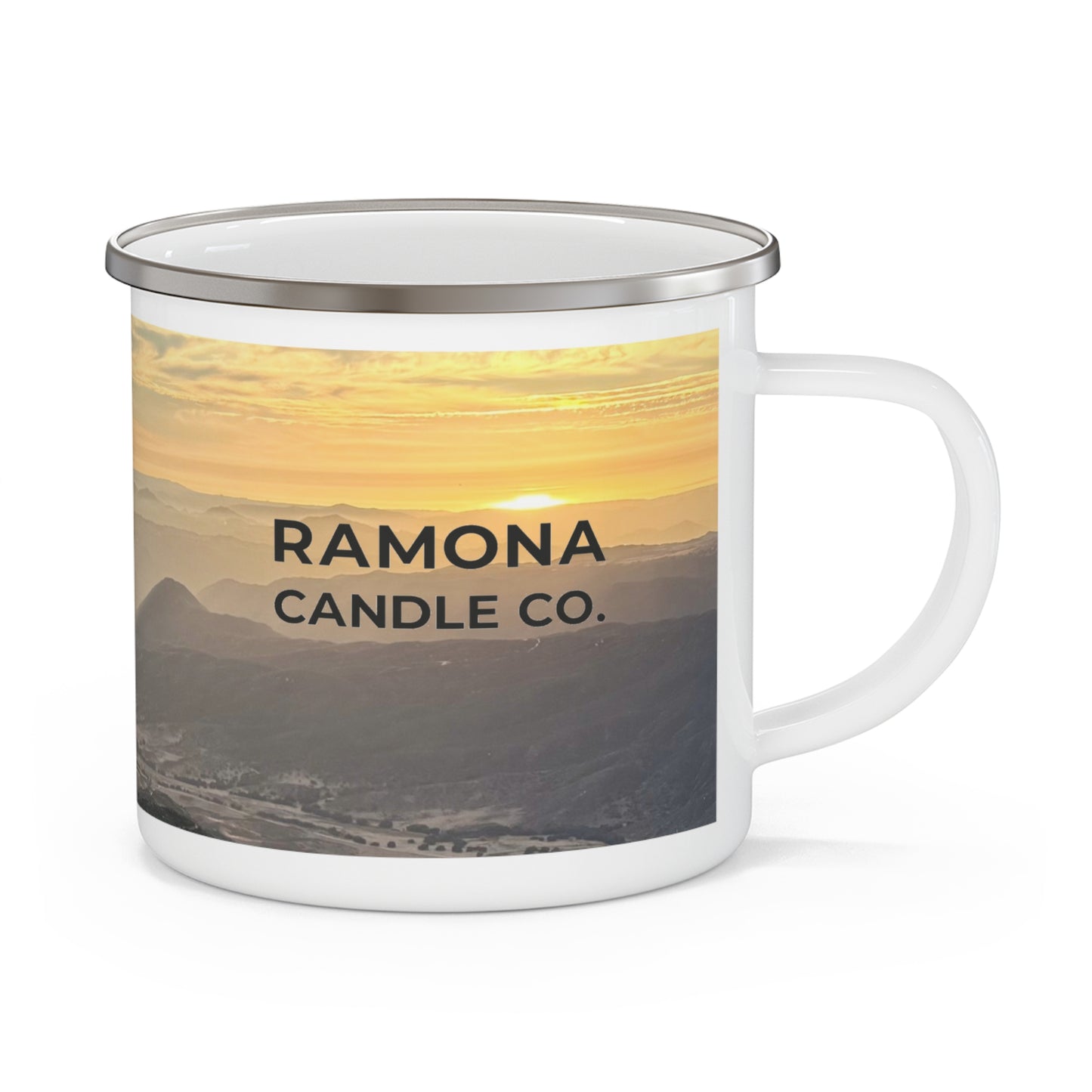 Sunset Over Ramona 12 oz. Enamel Camping Mug – Ramona Candle Co.