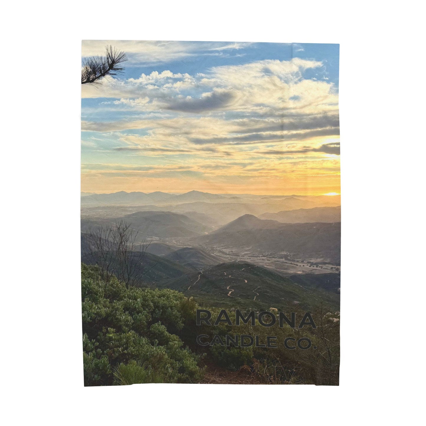 Sunset Over Ramona Velveteen Blanket — Ramona Candle Co.