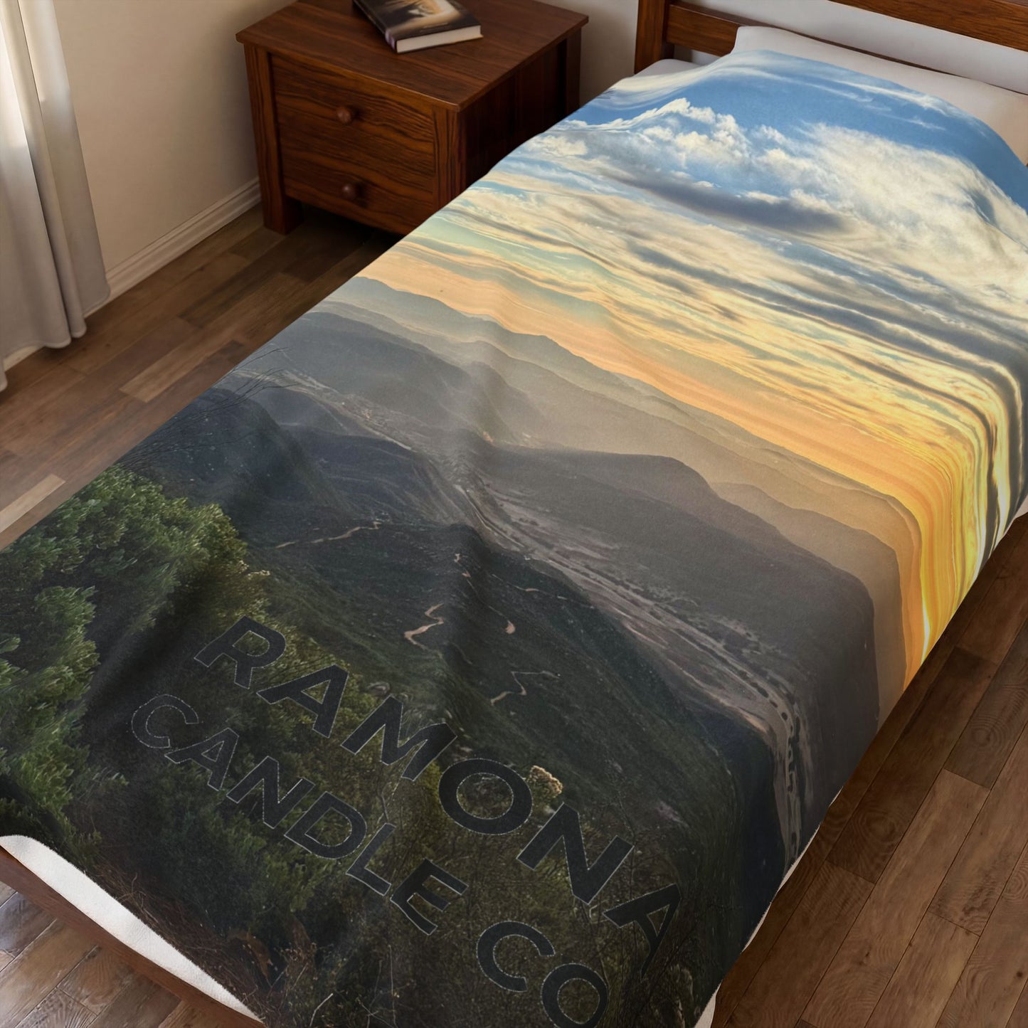 Sunset Over Ramona Velveteen Blanket — Ramona Candle Co.
