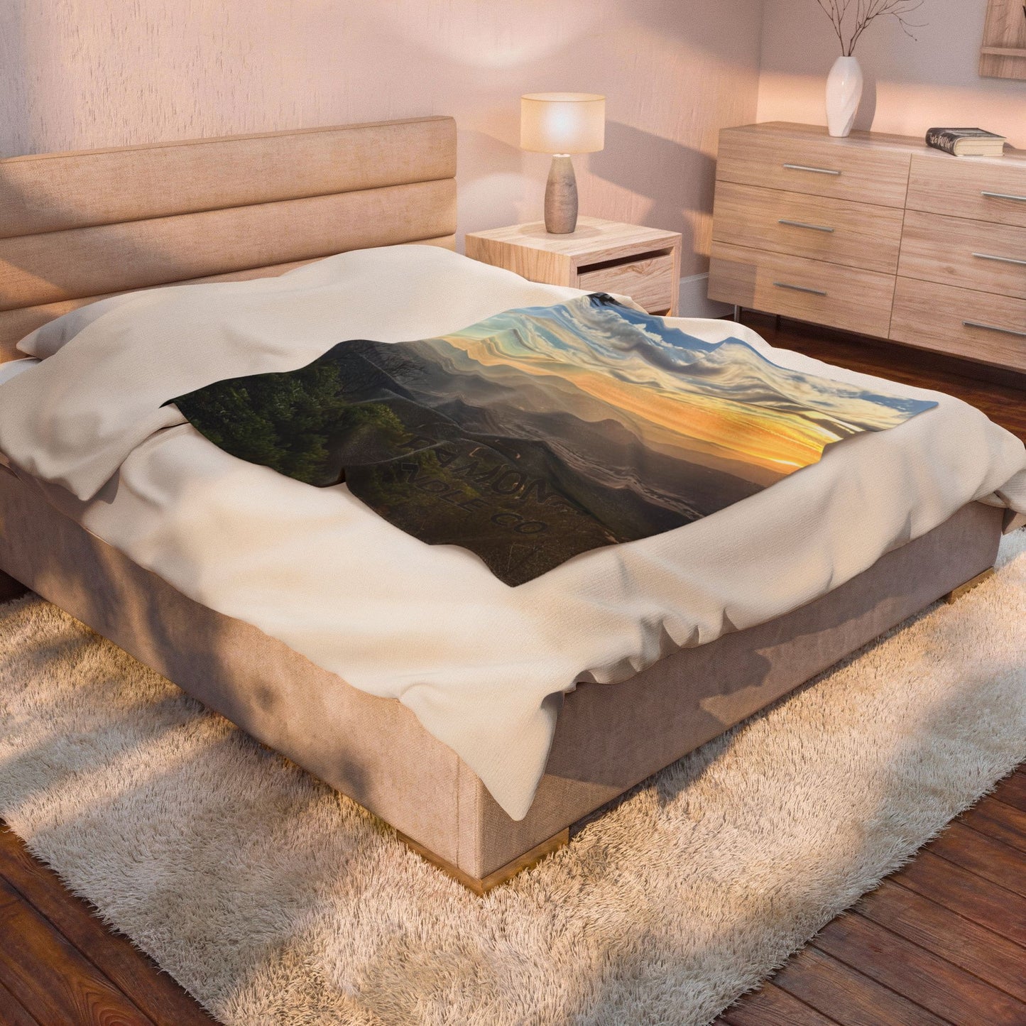 Sunset Over Ramona Velveteen Blanket — Ramona Candle Co.