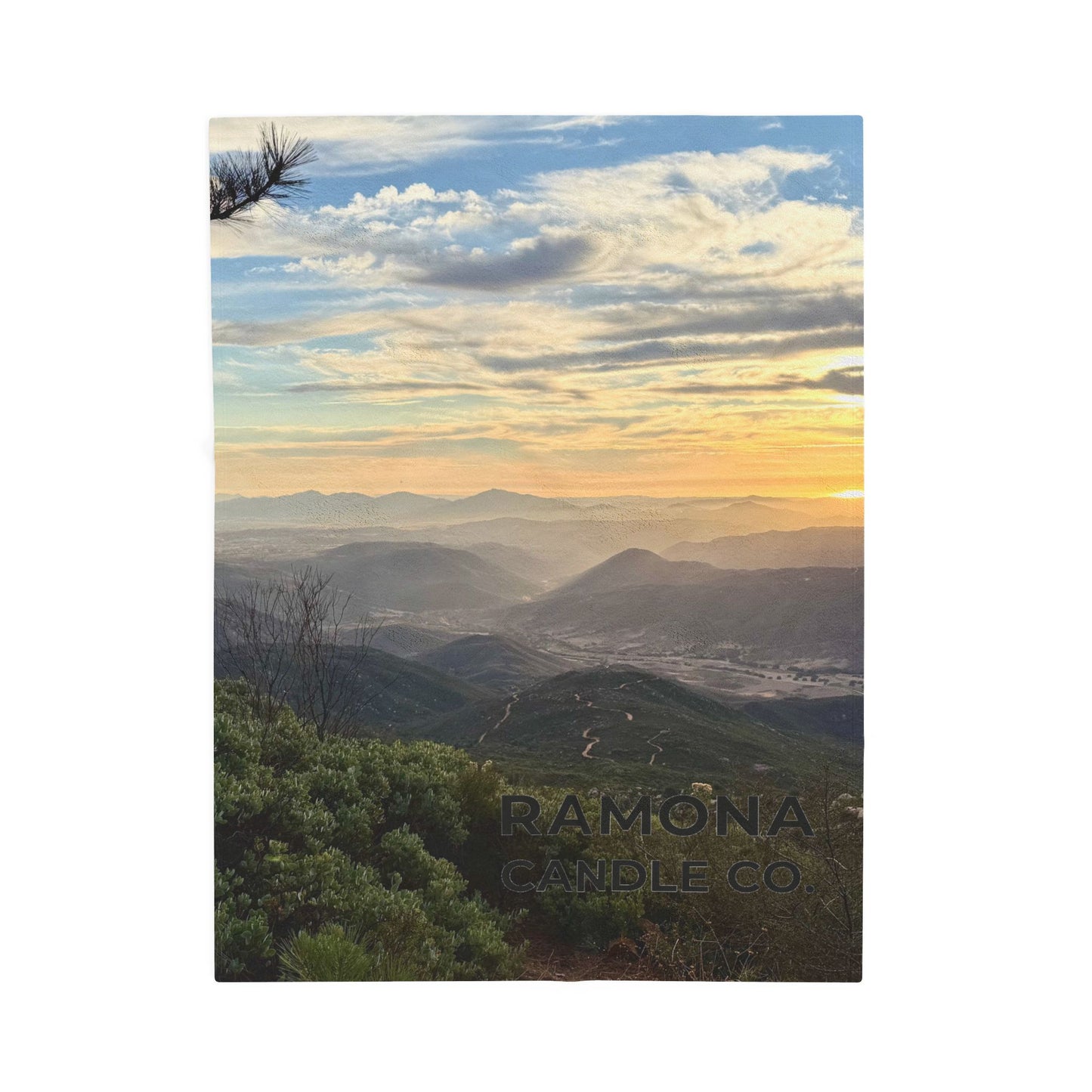 Sunset Over Ramona Velveteen Blanket — Ramona Candle Co.