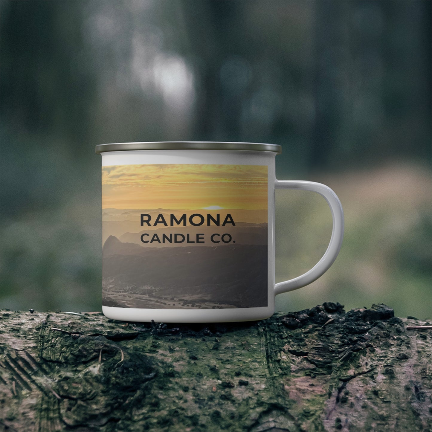 Sunset Over Ramona 12 oz. Enamel Camping Mug – Ramona Candle Co.