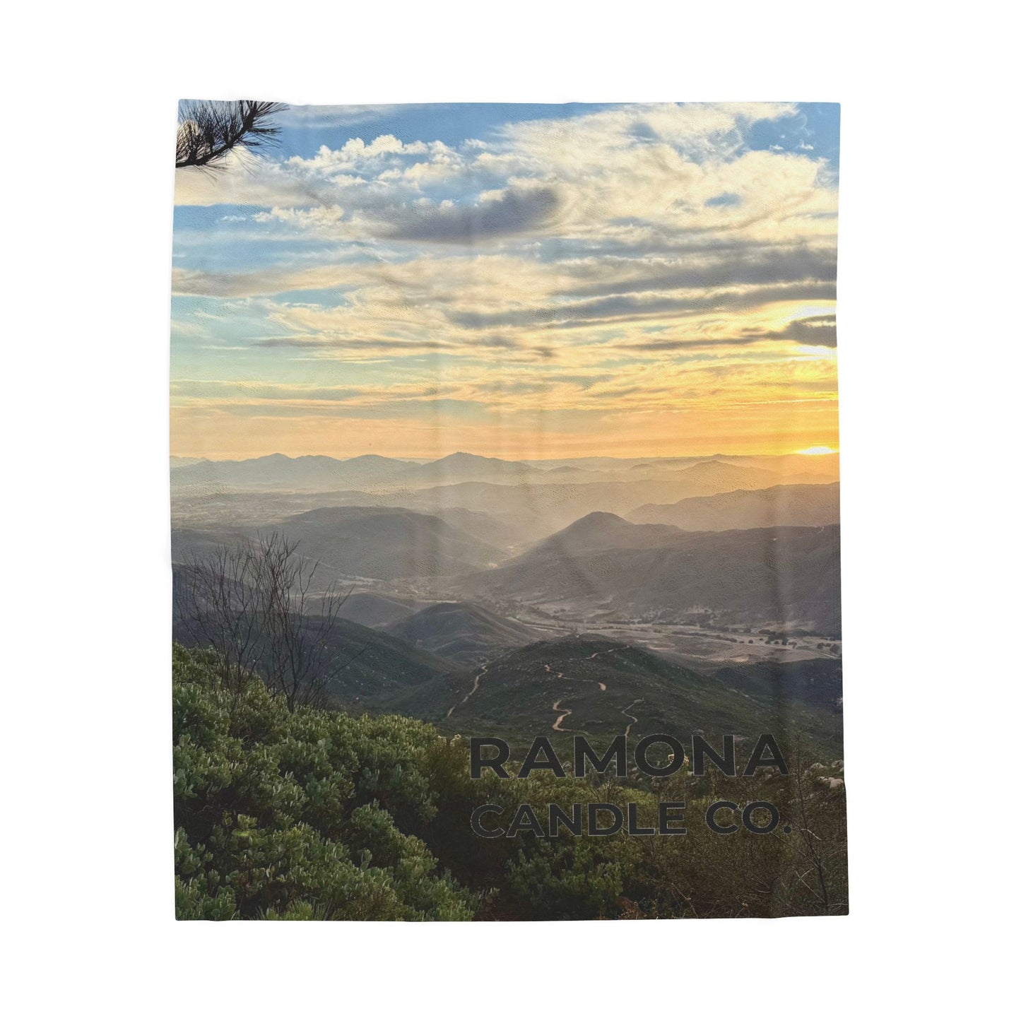 Sunset Over Ramona Velveteen Blanket — Ramona Candle Co.