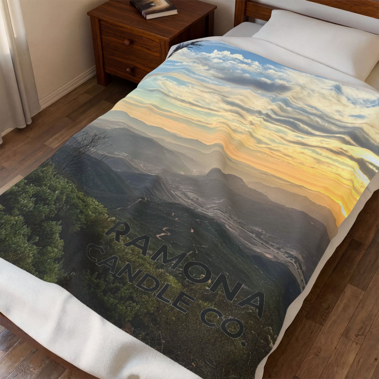 Sunset Over Ramona Velveteen Blanket — Ramona Candle Co.
